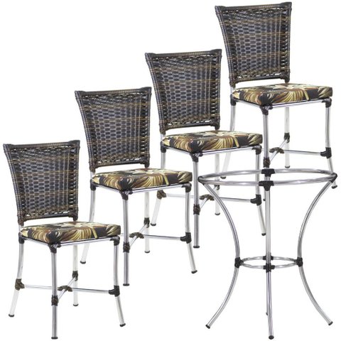 Conjunto Angra com Mesa Alta para Decorar Varanda Jardim Trama Original