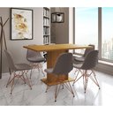Ver imagem 1 de Mesa Jantar Londres Retangular Canela 137x90cm 6 Cadeiras Estofadas Nude Médio Base Cobre
