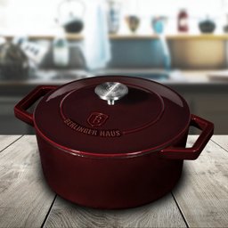 Caçarola Ferro Fundido 20cm 2,7l Burgundy Berlinger Haus Panela Indução Antiaderente Forno Cozinha - 9