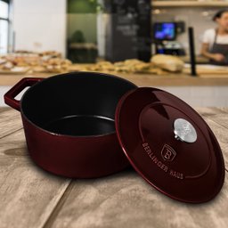 Caçarola Ferro Fundido 20cm 2,7l Burgundy Berlinger Haus Panela Indução Antiaderente Forno Cozinha - 4