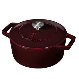 Caçarola Ferro Fundido 20cm 2,7l Burgundy Berlinger Haus Panela Indução Antiaderente Forno Cozinha