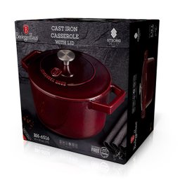 Caçarola Ferro Fundido 20cm 2,7l Burgundy Berlinger Haus Panela Indução Antiaderente Forno Cozinha - 6