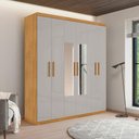 Ver imagem 1 de Guarda Roupa Casal Cecília 6 Portas de Bater 3 Gavetas MDP com Espelho Naturalle-Off White Framar