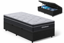 Ver imagem 1 de Cama Box Baú Solteiro Suede Preto + Colchão Ortobom Elegant Superpock