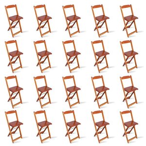 Kit 20 Cadeiras Bistrô Dobrável Madeira Padrão Imbuia - Cor: Marrom