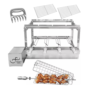 Churrasqueira Giratória Gira Grill 4 Espeto Inox Bivolt