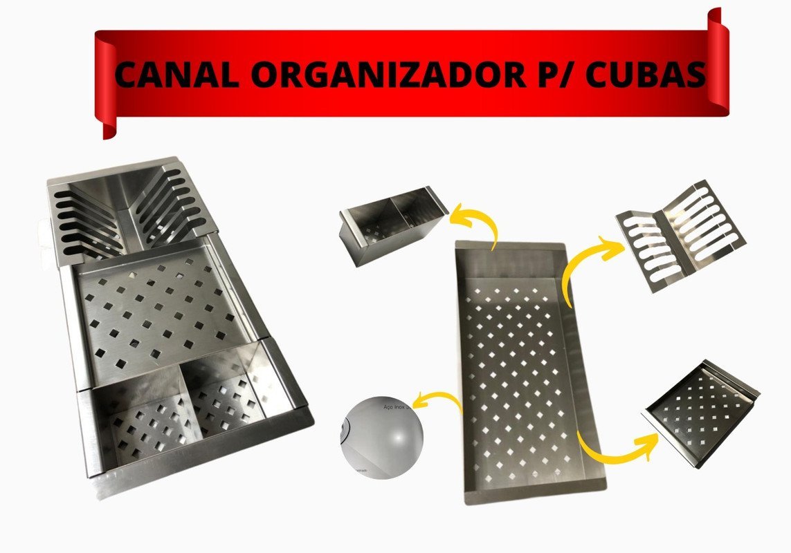 Pia Cuba De Inox 60X40 Quadrada Area Gourmet Embutir ou Sobrepor + Escorredor AJL STORE - 3