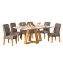 Ver imagem 2 de Conjunto Sala de Jantar Mesa Tampo Retangular Chanfrado Curvo Mad/vid 160 X 90cm Kiara Cedro Off Whi