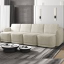 Ver imagem 1 de Sofá Cama Modulado Retrátil e Reclinável Decorativo Varsóvia 316cm Bouclê Bege G33 - Gran Belo
