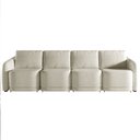 Ver imagem 2 de Sofá Cama Modulado Retrátil e Reclinável Decorativo Varsóvia 316cm Bouclê Bege G33 - Gran Belo