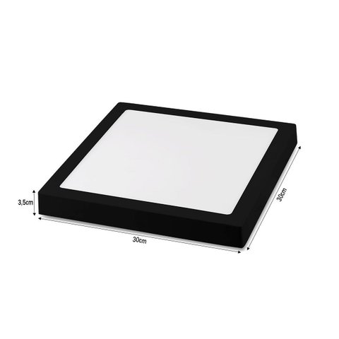 Painel de Led Save Energy Sobrepor Quadrado 300x300x35mm Jet Black 25w Bivolt 3000 K - Branco Quente