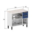 Ver imagem 3 de Gabinete P/ Pia Cozinha Balcão C/ Tampo Colors 6114 C/ 3 Portas e 2 Gavetas 105cm Branco/vermelho