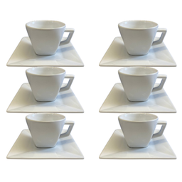 Kit Xícara de Chá com Pires Quartier Porcelana Branca – 6 Peças - 1