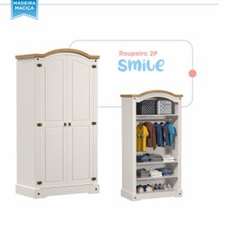 Quarto Infantil Completo 1 Guarda Roupa 1 Mesa de Cabeceira 1 Cabeceira Solteiro 1 Escrivaninha Smile  - 3