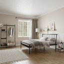 Ver imagem 1 de Conjunto Cama Casal 2 Mesas de Cabeceira e Arara de Roupas em Aço Begônia CabeCasa MadeiraOriginals