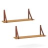 Kit 2 Prateleiras Gold Freijó com Alças de Couro - Matic Móveis - 1