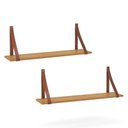 Ver imagem 1 de Kit 2 Prateleiras Gold Freijó com Alças de Couro - Matic Móveis