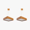Ver imagem 1 de Kit 2 Pendente Quadrado Madeira 25x25 2 Luzes - Freijó