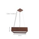Ver imagem 2 de Kit 2 Pendente Quadrado Madeira 25x25 2 Luzes - Freijó