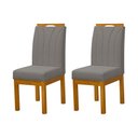 Ver imagem 1 de Kit 2 Cadeiras Blend Design Estofado Pés Madeira Maciça Sala Elegante Premium Luxo - Cinza Escuro