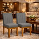 Ver imagem 5 de Kit 2 Cadeiras Blend Design Estofado Pés Madeira Maciça Sala Elegante Premium Luxo - Cinza Escuro