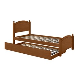 Cama Solteiro Madeira Maciça e Mdf Merk com Cama Auxiliar - 4