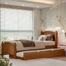 Cama Solteiro Madeira Maciça e Mdf Merk com Cama Auxiliar - 1