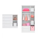 Ver imagem 3 de Quarto Infantil Completo Iris 4 Portas 6 Gavetas Branco - Pnr Móveis