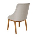 Ver imagem 5 de Kit 6 Cadeiras de Jantar Elisa Nobre Estofada Capitonê Linho Bege Base Madeira Maciça Mel