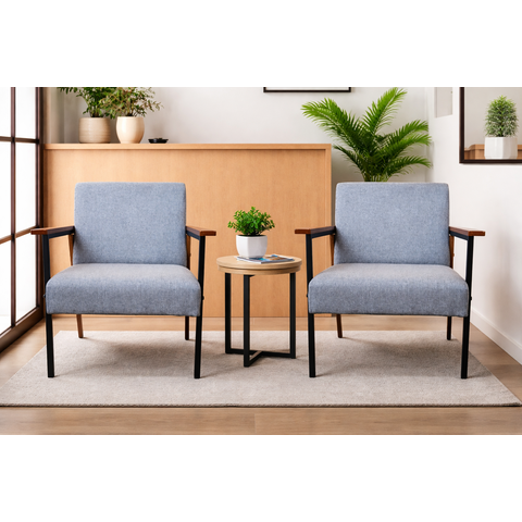 Conjunto de 2 Poltronas Decorativas Fontana Linho Cinza