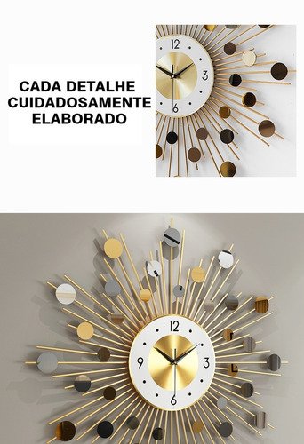Relógio De Parede 3d Luxuoso Design Europeu Metal 70 cm - 4
