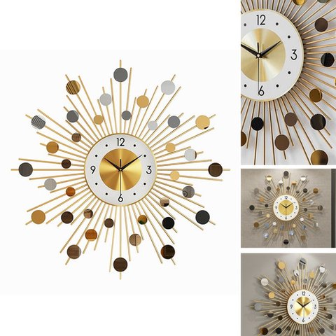 Relógio De Parede 3d Luxuoso Design Europeu Metal 70 cm