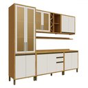 Ver imagem 2 de Armário de Cozinha Modulada com Balcão e Tampo 12 Portas 3 Gavetas Pérola 100% Mdf Vidro Reflecta Am