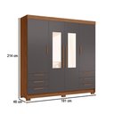 Ver imagem 5 de Guarda-roupa Casal Tibagi 4 Portas 6 Gavetas com Espelho Jatoba/grafite - Pnr Móveis