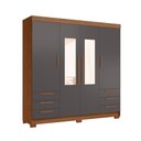 Ver imagem 3 de Guarda-roupa Casal Tibagi 4 Portas 6 Gavetas com Espelho Jatoba/grafite - Pnr Móveis
