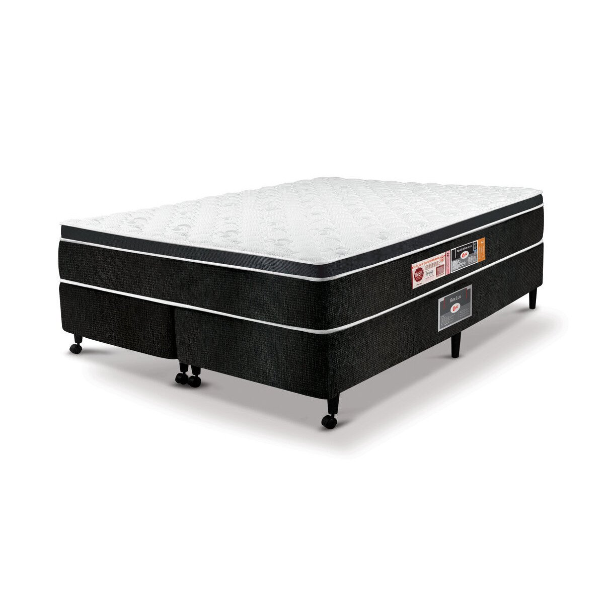 Cama Box King Castor Black e White Air One Face D33 193x203x50 + Box Castor - 1