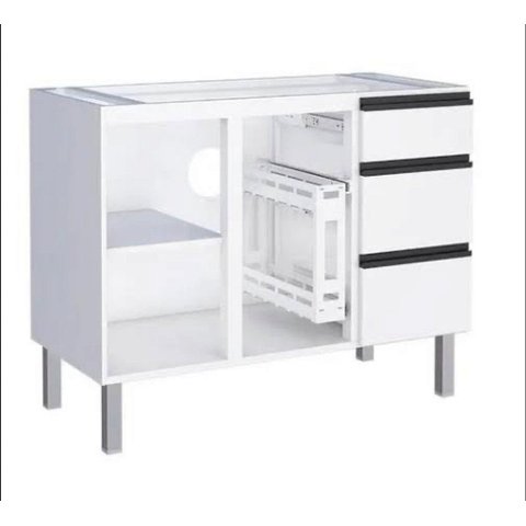 Gabinete de Cozinha em Aço 1,15 M – Durabilidade e Design Moderno:branco