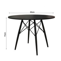 Mesa Eiffel Wood Tampo de Madeira 90cm Preto Pés Pretos Preto - 2