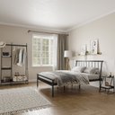 Ver imagem 1 de Conjunto Cama Queen 2 Mesa de Cabeceira e Arara de Roupas em Aço Begônia CabeCasa MadeiraOriginals