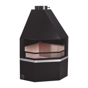 Lareira de Canto com Kit Instalação Preto Fornos Pinhal