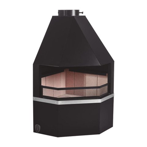 Lareira de Canto com Kit Instalação Preto Fornos Pinhal
