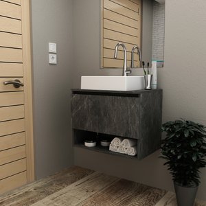 Balcão Gabinete Suspenso para Banheiro 60cm com 1 Porta e Nicho BN3606