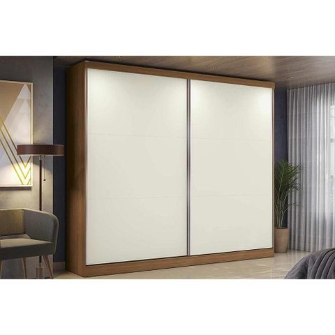Guarda Roupa Casal 2 Portas de Correr e 4 Gavetas T583 Canela-Off White - Kappesberg