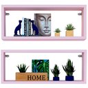 Ver imagem 1 de Kit 2 Nicho Retangular Rosa 70x15x10p Mdf Decorativo