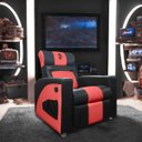 Ver imagem 2 de Poltrona Gamer Sparta com Encosto Reclinável e Carregador Usb:corino Preto/vermelho