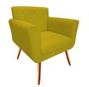 Ver imagem 3 de Kit 2 Poltronas Decorativa Sabrina Couro Amarelo Pés Madeira Ms Decor