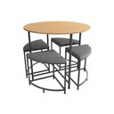 Ver imagem 1 de Mesa de Sala Jantar Li038 C-tampo 90 Cm + 4 Banquetas Freijó-preto Fosco