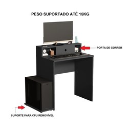 Mesa Para PC Ou Notebook Com Nicho E Suporte Tela Cor Preto - 3