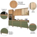 Ver imagem 5 de Armario Cozinha Completa Agata Ripado Com Balcão Freijó/Verde