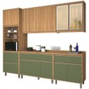 Ver imagem 2 de Armario Cozinha Completa Agata Ripado Com Balcão Freijó/Verde